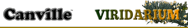 Viridarium header with Canville and Viridarium logos and a background photo of yellow daffodils